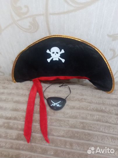 Шляпа треуголка пирата с наглазником
