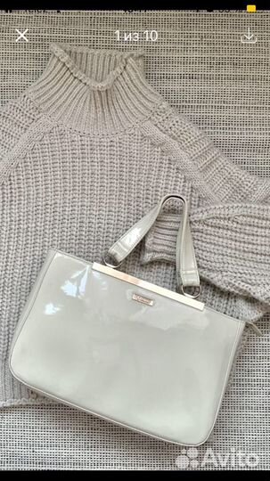 Сумка натуральная кожа (лаковая) бежевая