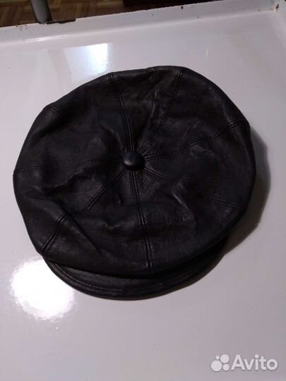 Мужская кожаная кепка, разм.58