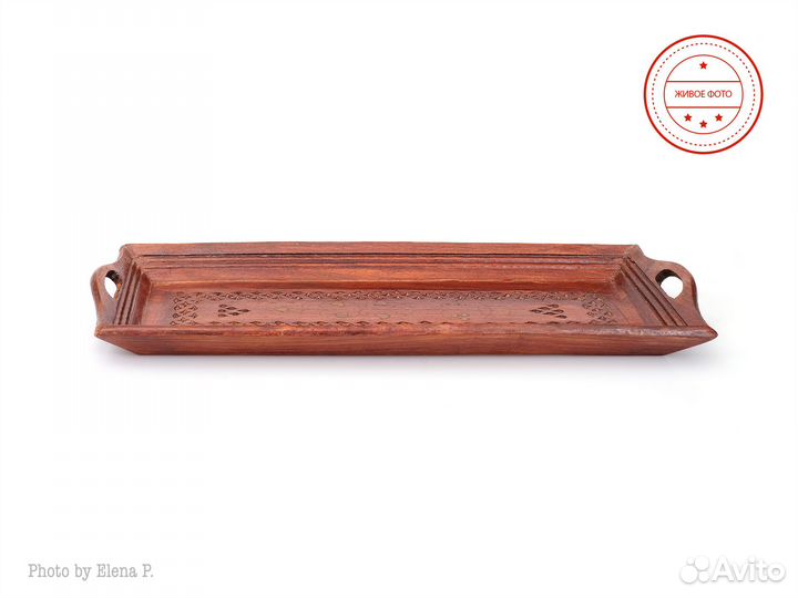 Деревянный поднос с инкрустацией (Индия)