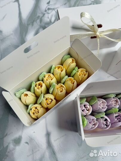 Тюльпаны из зефира в белых коробочках