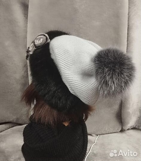 Шапка новая комбинированная с норкой