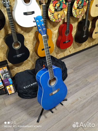 Акустическая гитара, дредноут (новая) + аксессуары