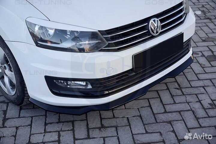 Накладка на передний бампер фольксваген поло