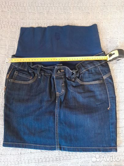 Юбка джинсовая короткая для беременных 44рр