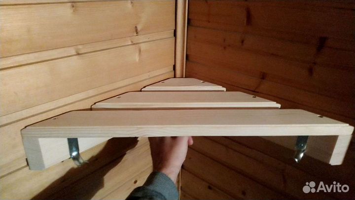 Полка вешалка угловая в баню, сауну