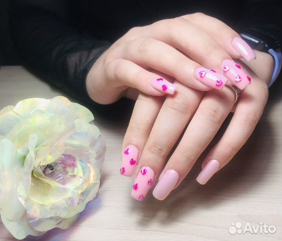 Маникюр покрытие гель лаком наращивание ногтей