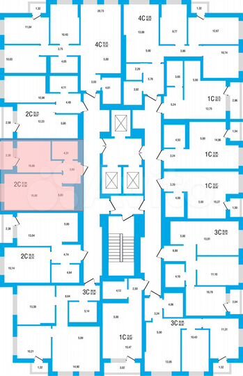 2-к. квартира, 41,9 м², 2/22 эт.