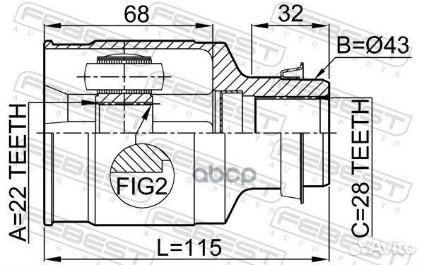 ШРУС внутренний правый 22X43X28 mazda xedos-6 9