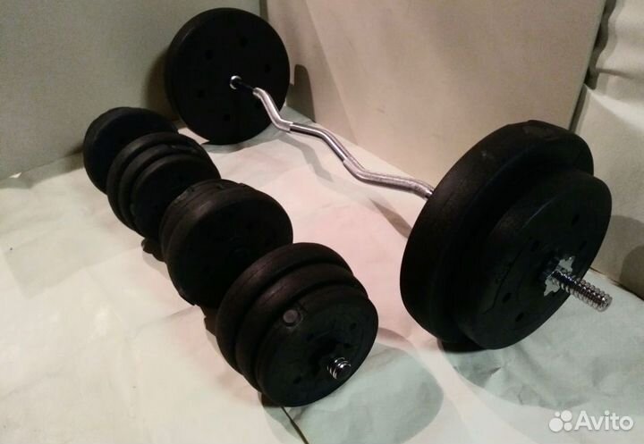 Штанга + гантели
