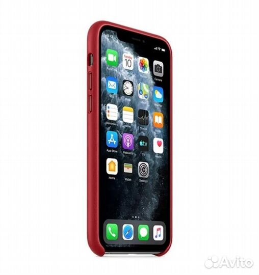 Кожаный чехол iPhone 11 красный