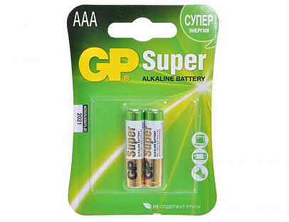 Батарейки GP LR03 (AAA) Super Alkaline 2 шт в блис