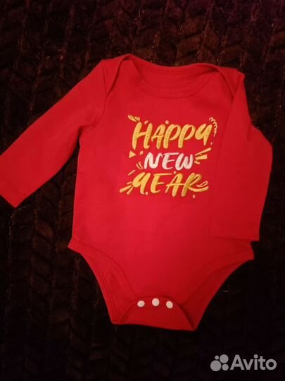 Боди для новорожденных с принтом новогоднее