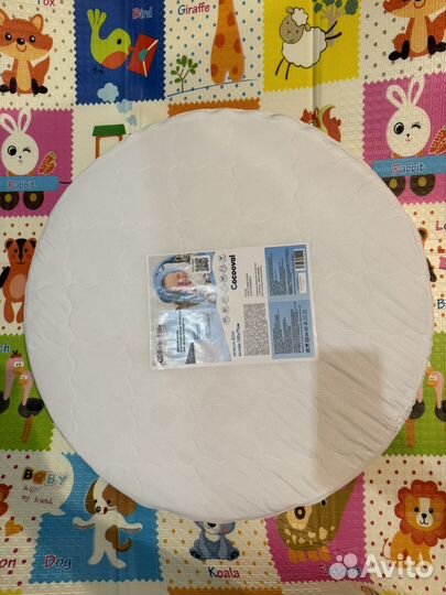 Матрас детский круглый, наматрасник, простыня