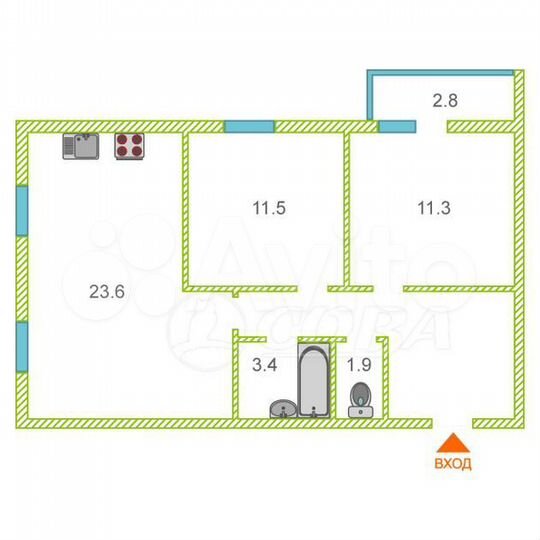 3-к. квартира, 63 м², 8/16 эт.