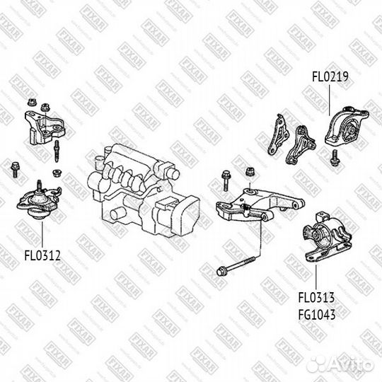 Опора двигателя honda jazz 01- лев. FL0313 fixar