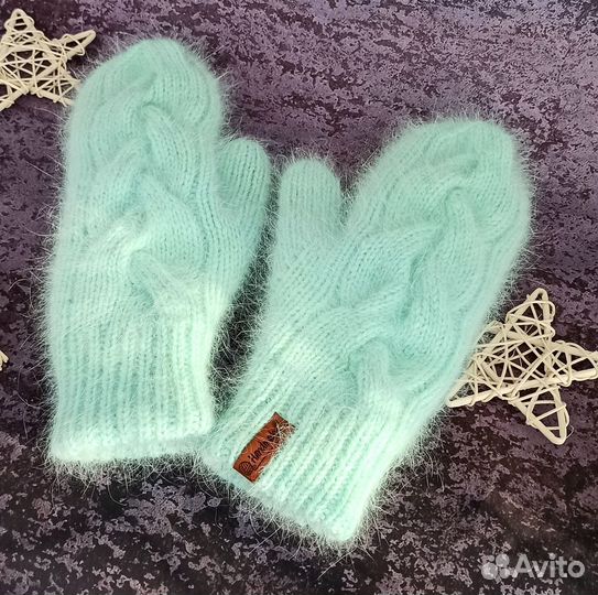 Шапка ушанка женская вязаная из пуха