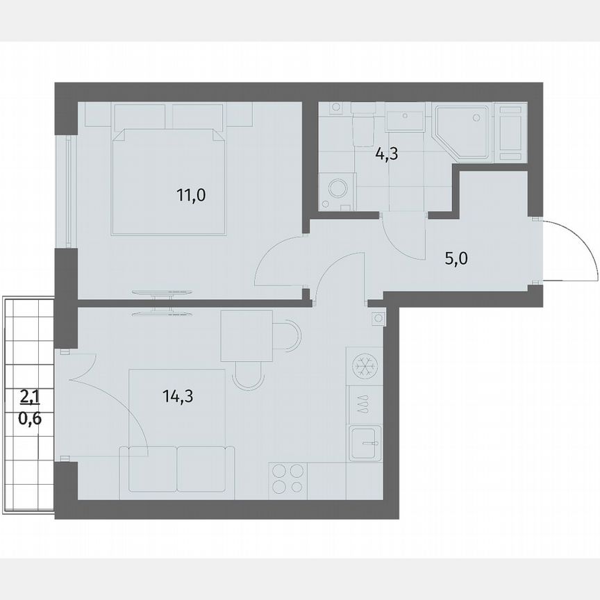 1-к. квартира, 35,2 м², 6/6 эт.