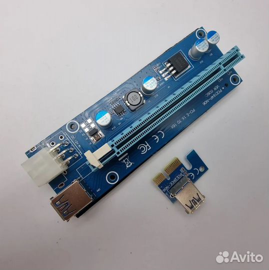 Райзер PCI-E x1 с адаптером sata-6Pin