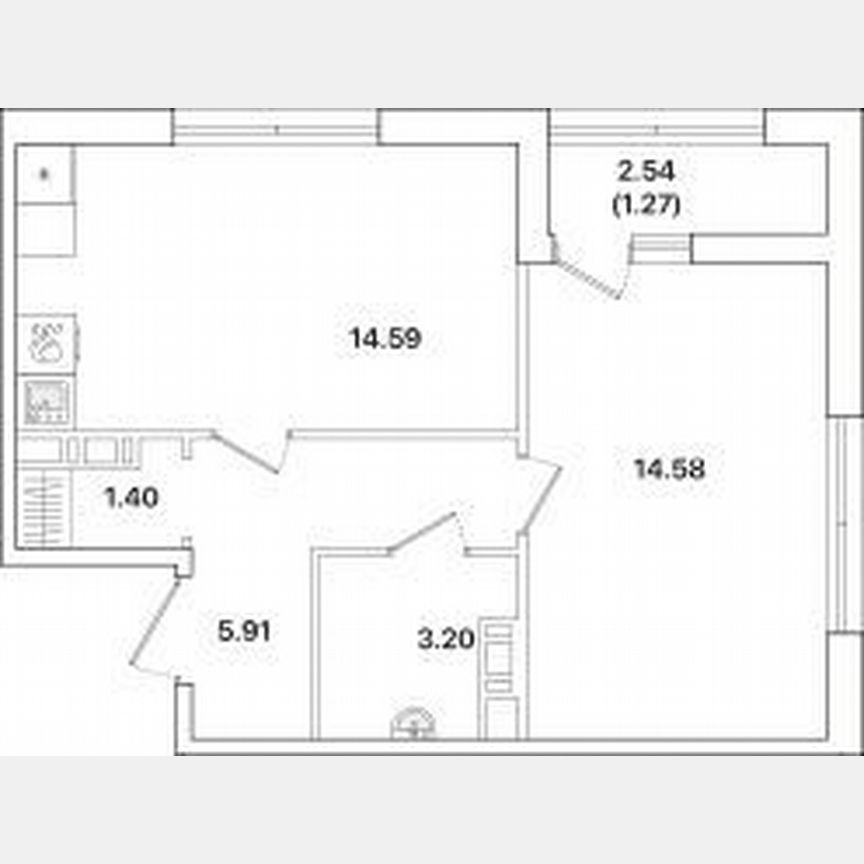 1-к. квартира, 41 м², 3/12 эт.