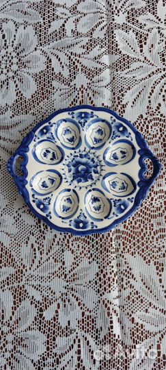 Гжель тарелка для яиц