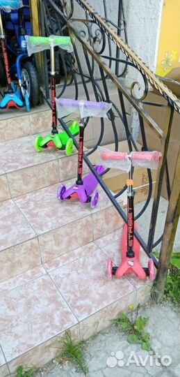 Самокат 3х-колесн. до 55 кг, светящ. колеса