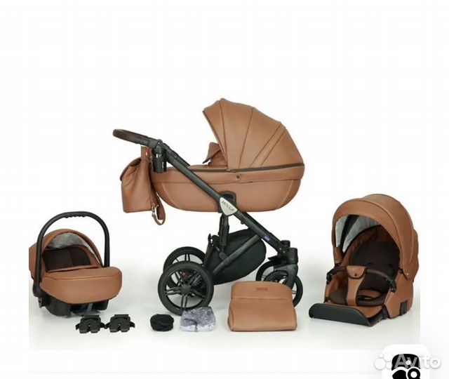 Коляска verdi mocca 3 в 1 коричневая карамельная