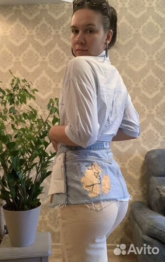 Дизайнерский джинсовый пояс-баска двухсторонний