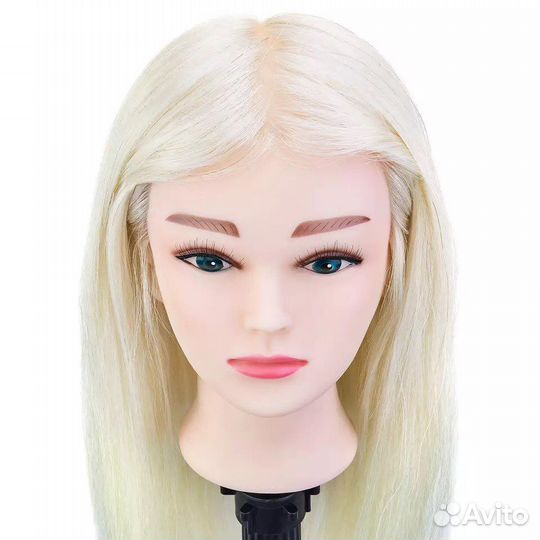 Манекен голова для причесок натуральные волосы