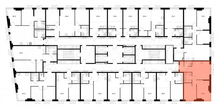 2-к. квартира, 51,5 м², 25/33 эт.