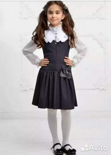 Сарафан школьный 140-146см + блузка