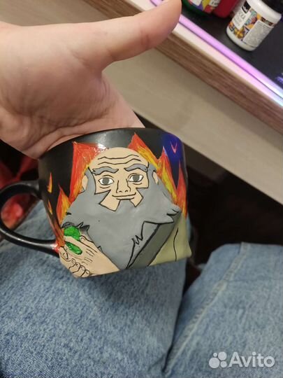 Кружка с декором из полимерной глины