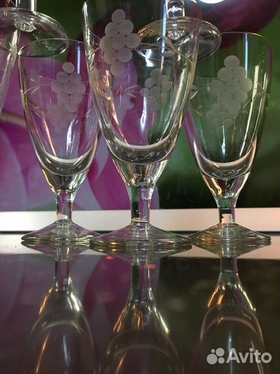 Бокалы рюмки Виноград стекло СССР 1965 год