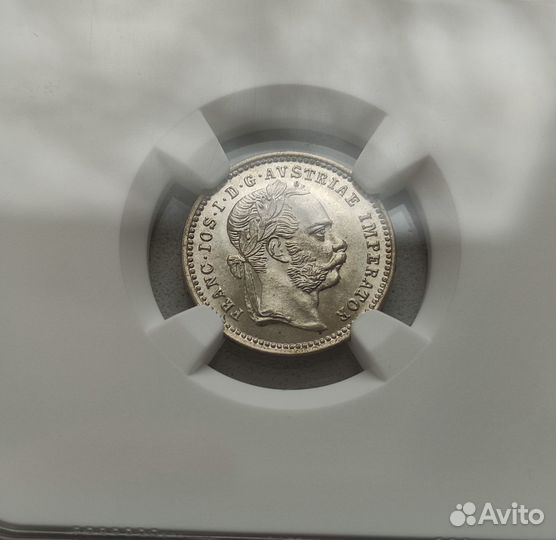 Австрия 10 крейцеров 1872 UNC / Слаб / NGC MS 65