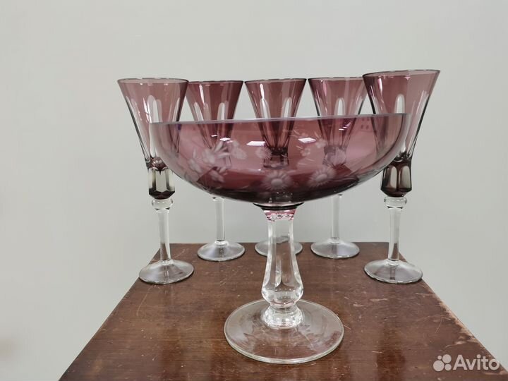 Сервиз бокалы конфетница ваза стекло СССР