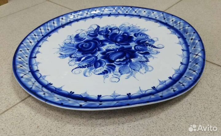 Большое блюдо, тарелка Гжель