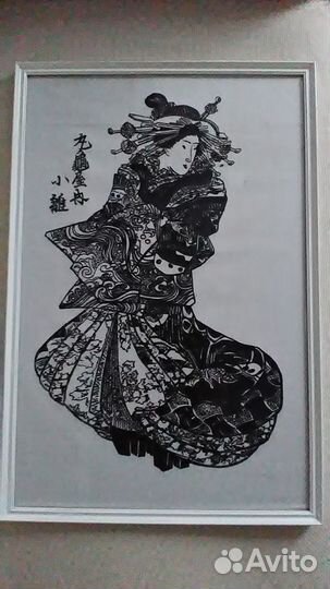 Картина на ткани-Японка(ручная работа)