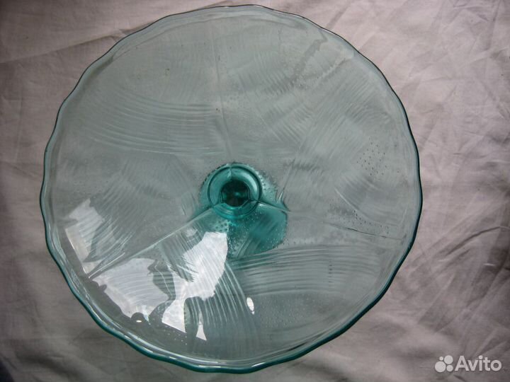 Фруктовница ваза зеленое стекло