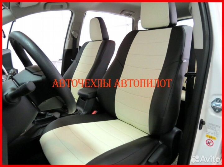 Чехлы Автопилот Toyota Rav4 4 из экокожи чёр-бел