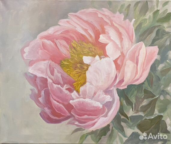 Картина. Живопись маслом пион
