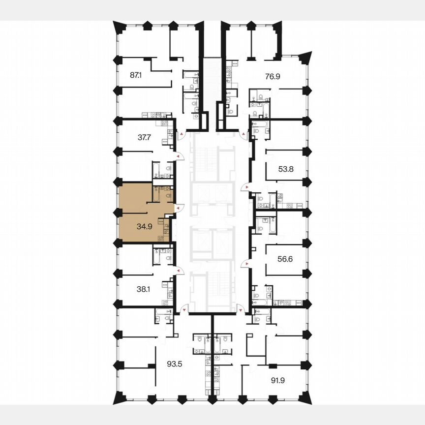 1-к. квартира, 34,9 м², 26/44 эт.