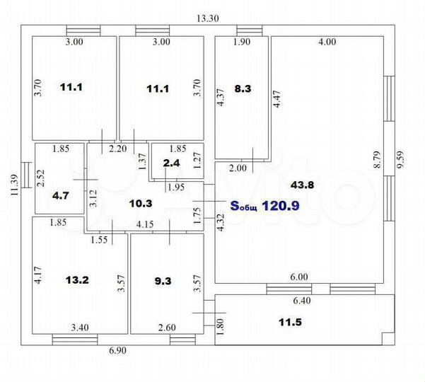 Дом 120 м² на участке 5 сот.