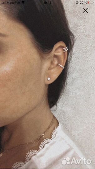 Серьга кафф серебро