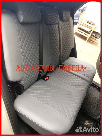 Чехлы Ssangyong Actyon из экокожи серые Ромб