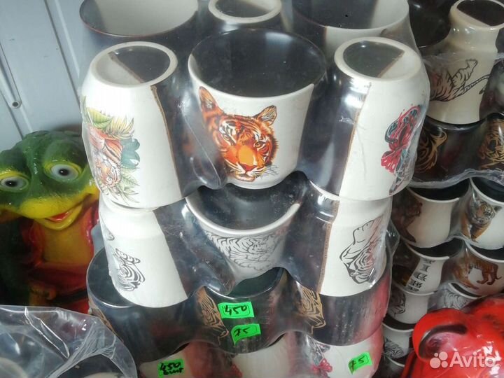 Кружка керамическая, 0.4 л. Деколь тигр