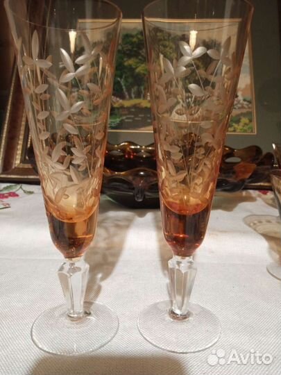 Пара фужжеров для шампанского. Форма флейта. СССР