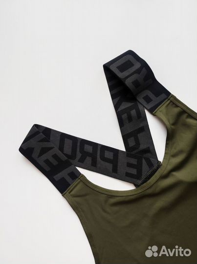 Nike Pro майка топ укороченная army green