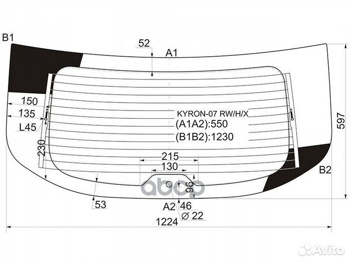 Стекло заднее с обогревом ssangyong kyron 07-16