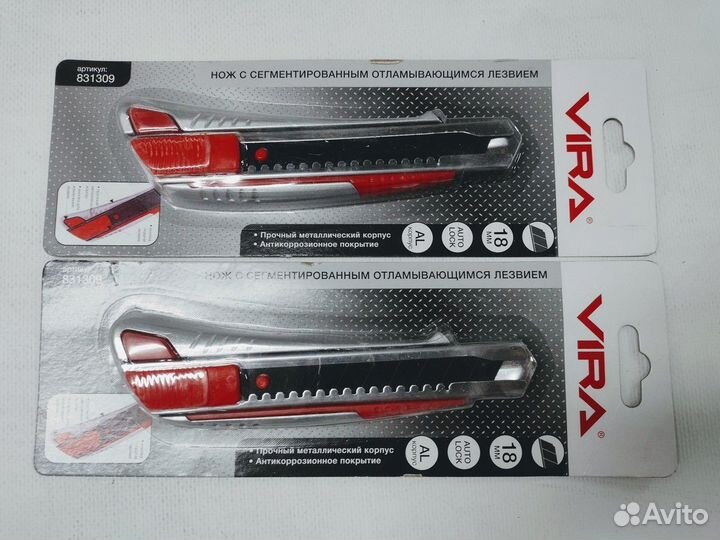 Нож в металлическом корпусе 18 мм Vira 831309