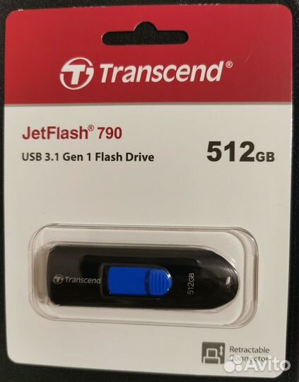 USB флешка 512Gb Transcend JetFlash 790K (новая)
